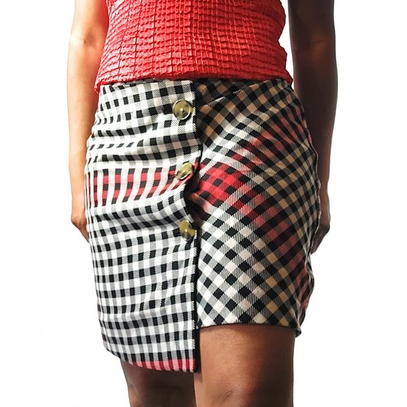 Who What Wear Multicolor Gingham/Checkered Skirt - Picture 3 of 12
